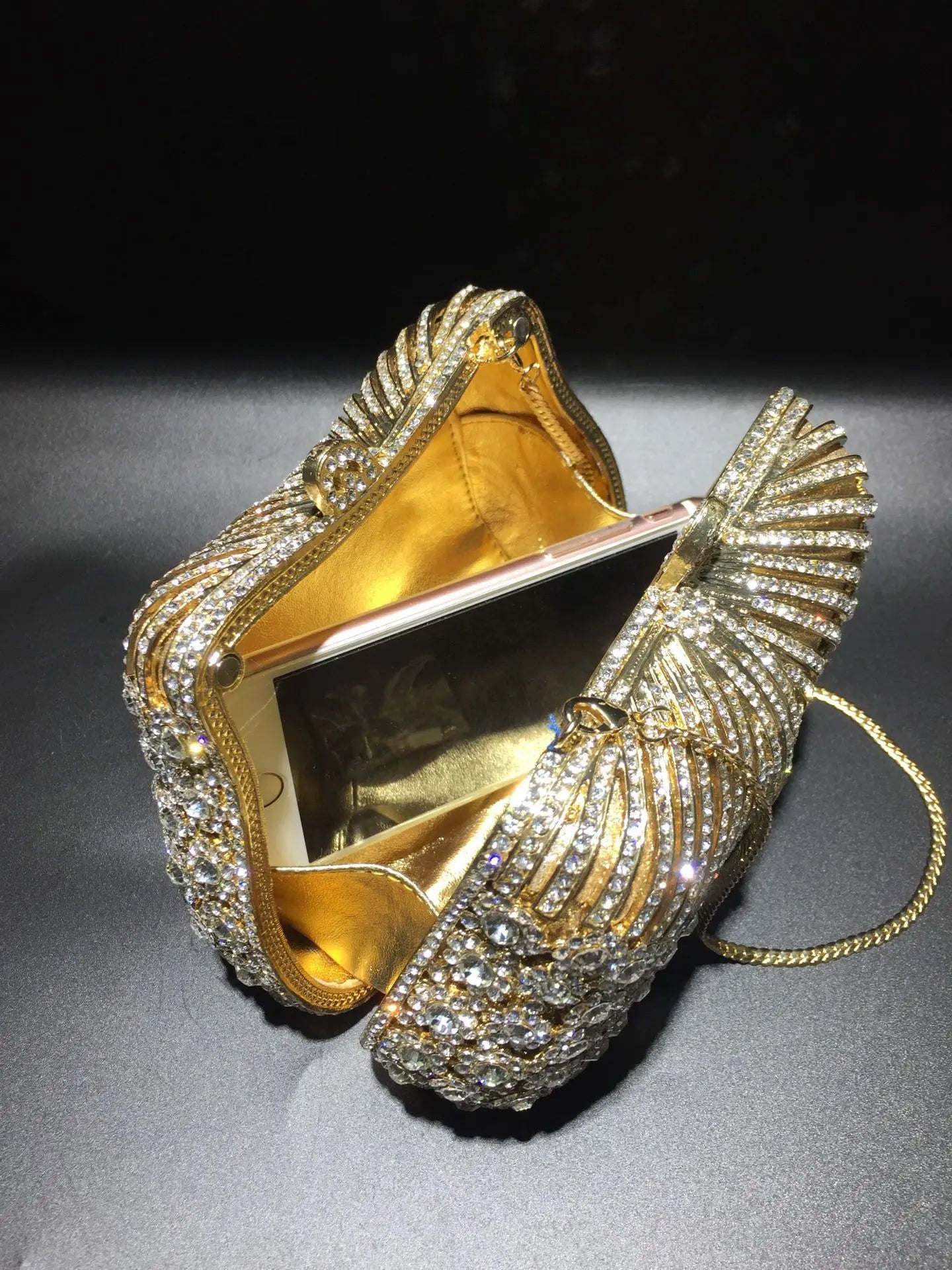 FLOWER RHINESTONES CLUTCH BAG