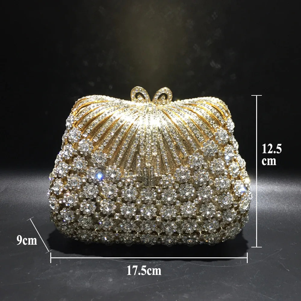 FLOWER RHINESTONES CLUTCH BAG