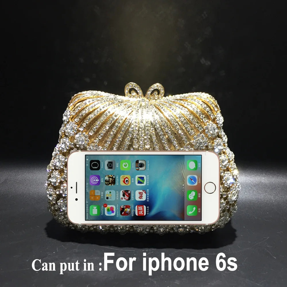 FLOWER RHINESTONES CLUTCH BAG