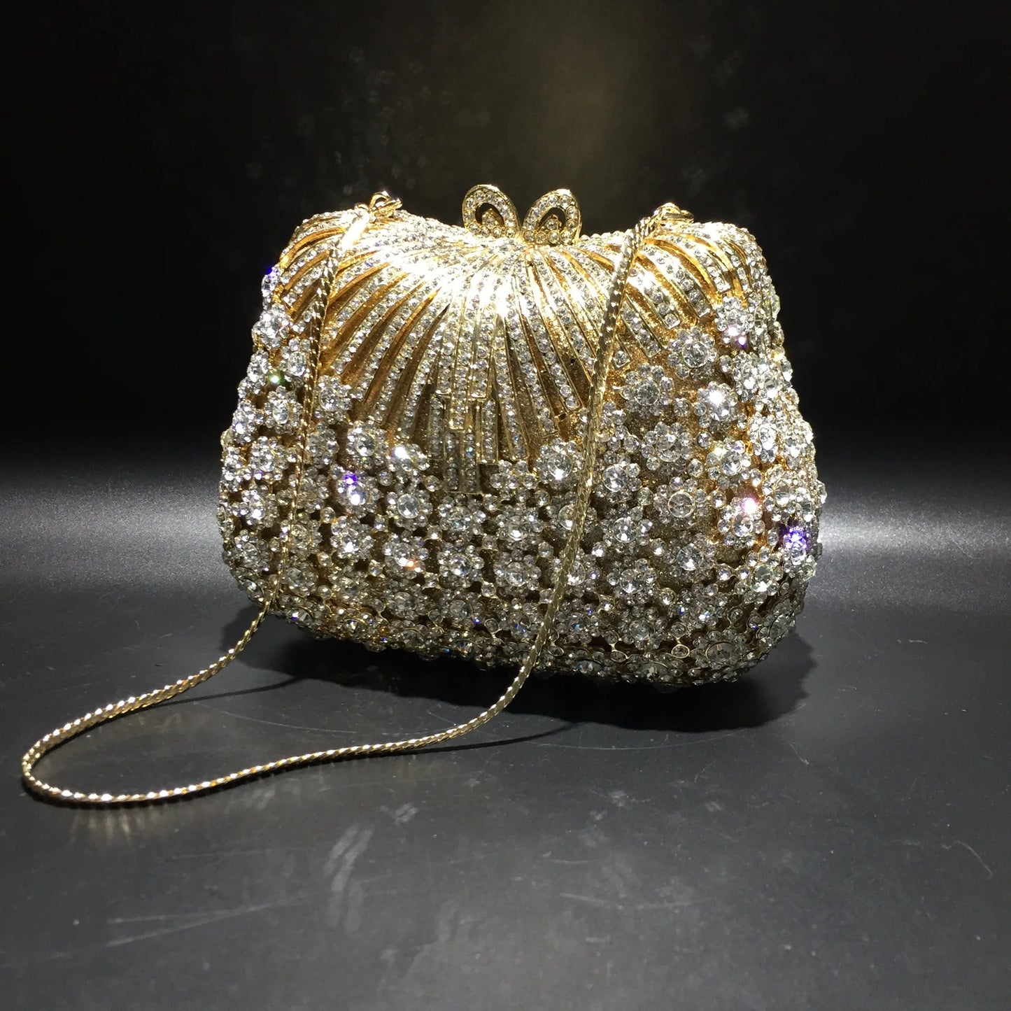 FLOWER RHINESTONES CLUTCH BAG