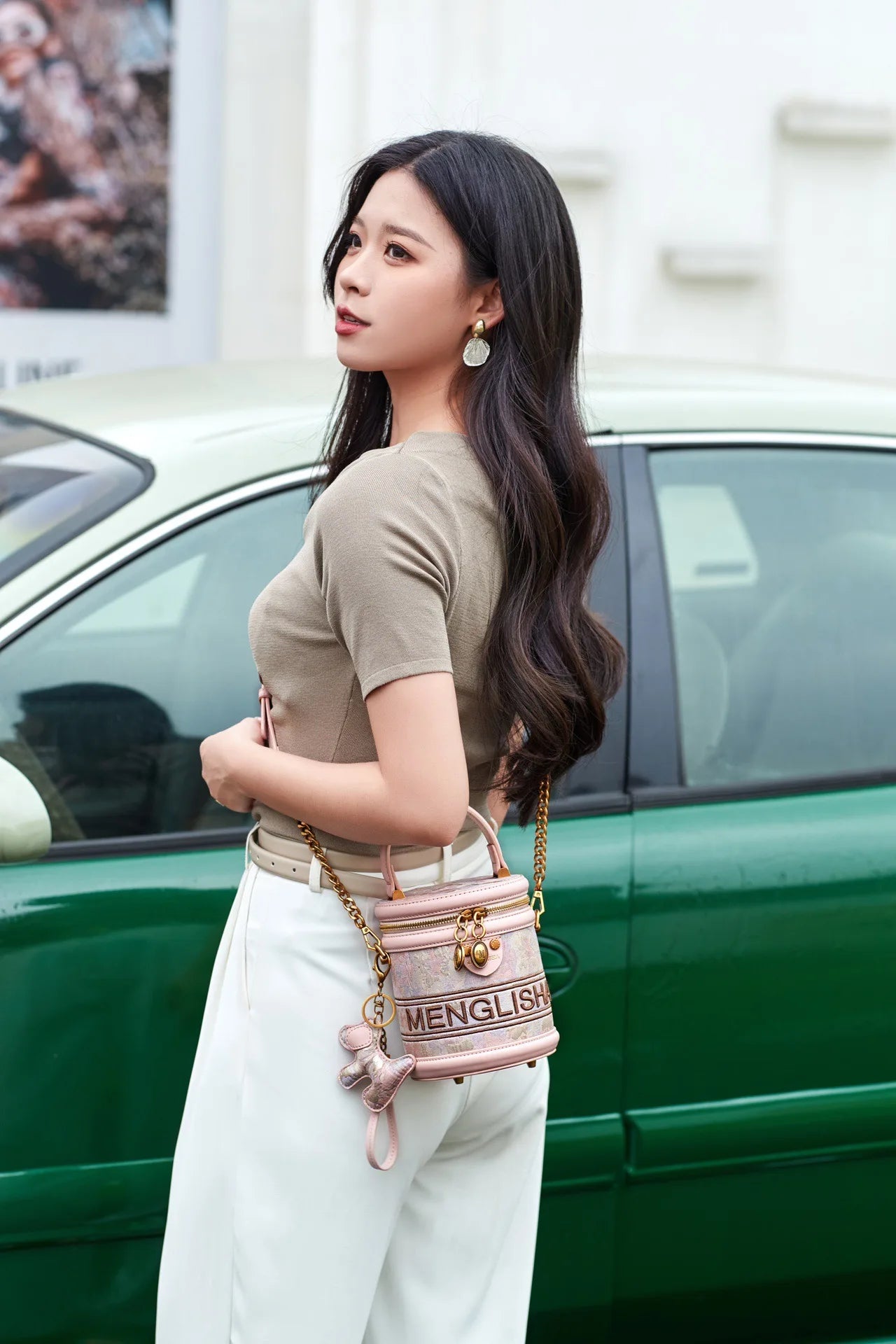 CHINESE STYLE PINK EMBOSSED BAG