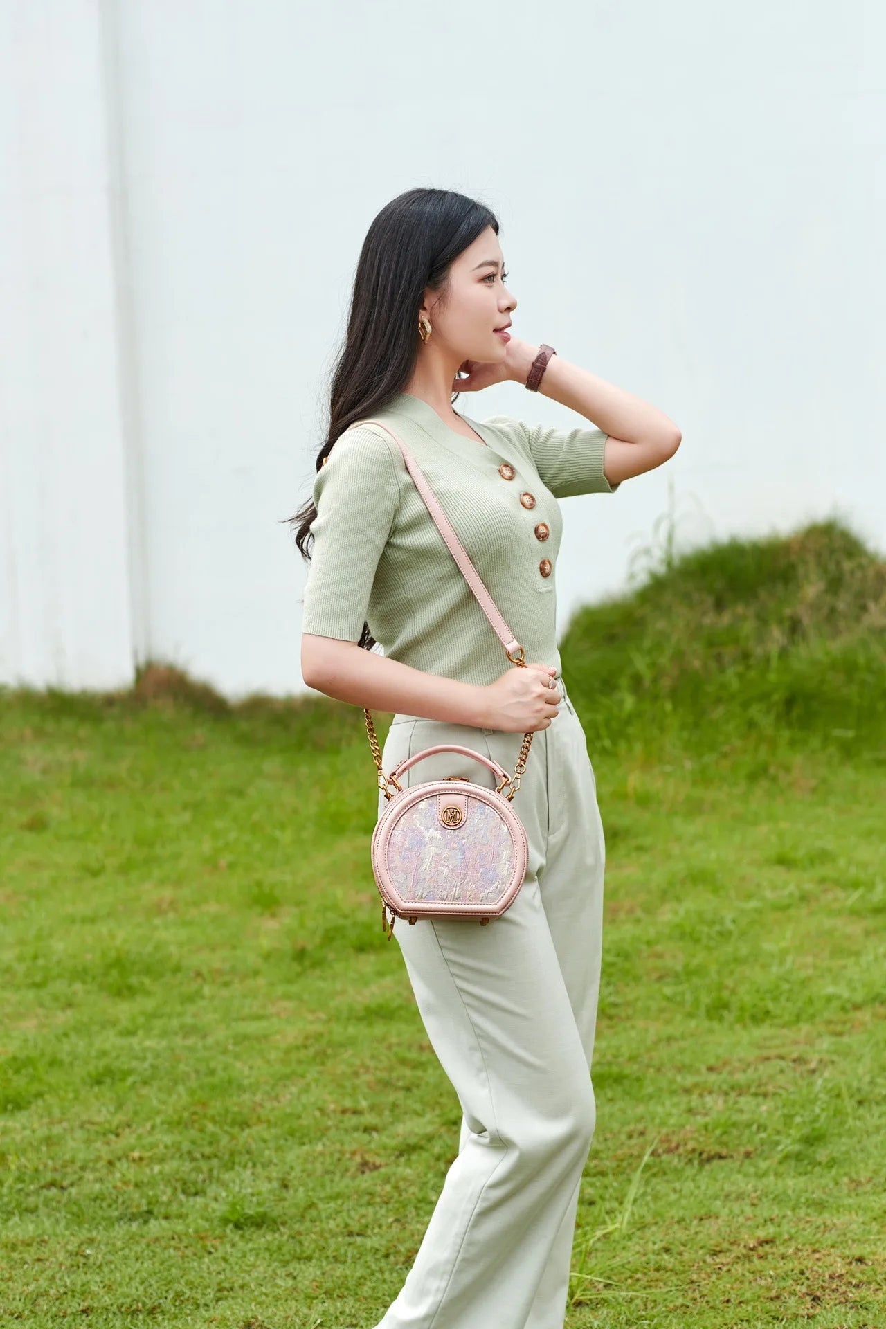 CHINESE STYLE PINK EMBOSSED BAG
