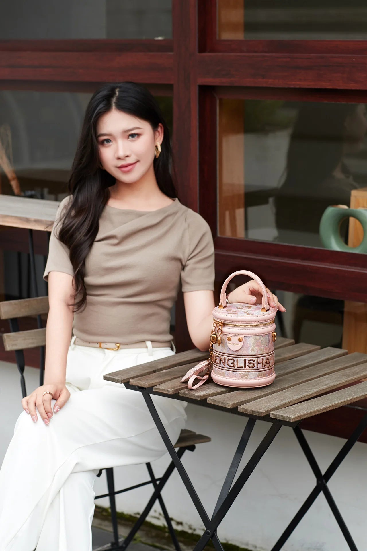 CHINESE STYLE PINK EMBOSSED BAG
