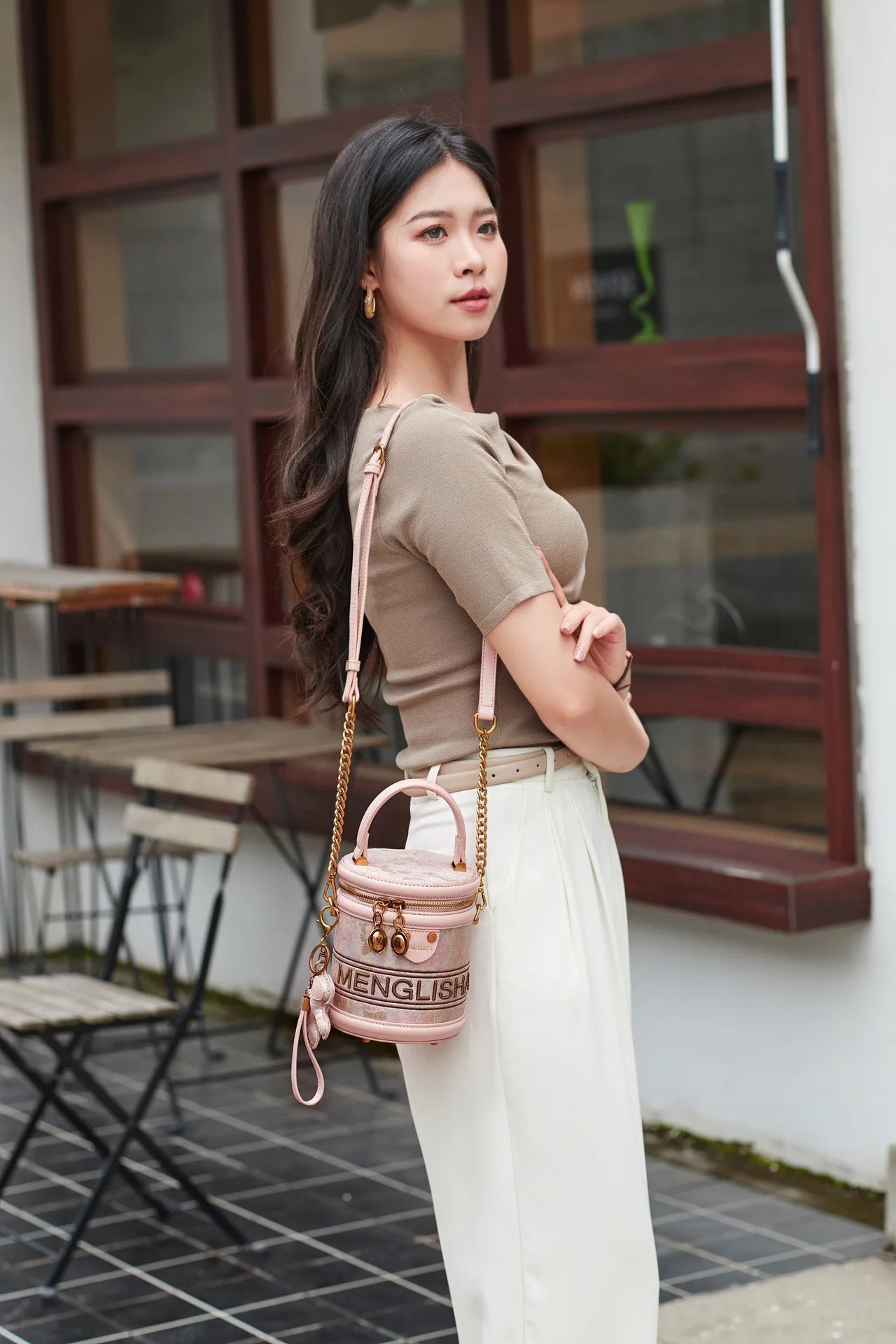 CHINESE STYLE PINK EMBOSSED BAG