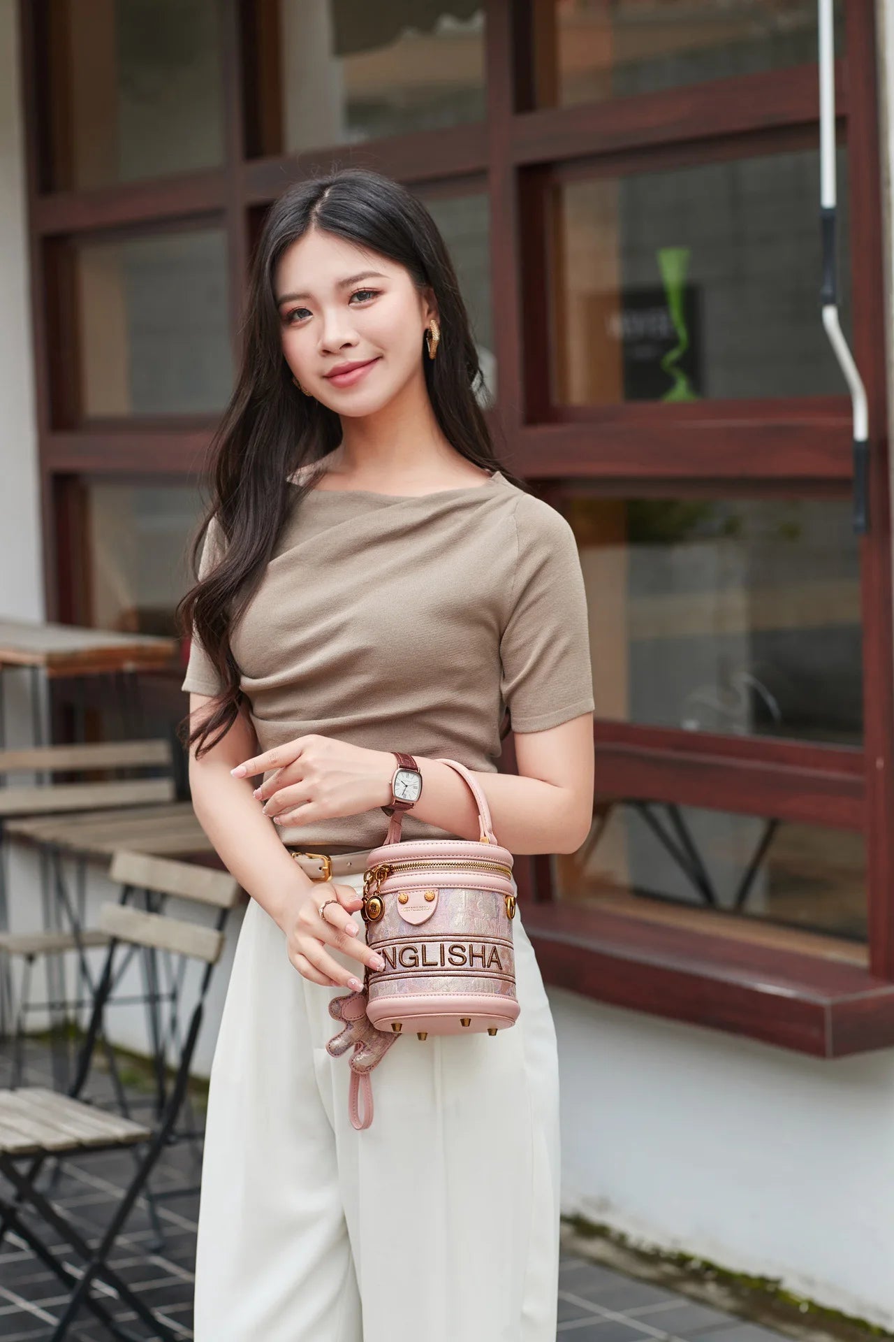 CHINESE STYLE PINK EMBOSSED BAG